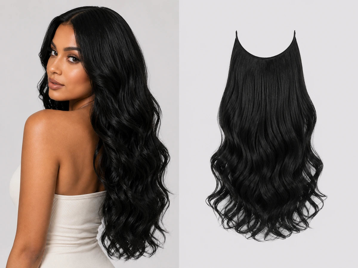 GlazyExtension™ Invisible Wavy Halo Hair Extensions